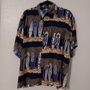Royal Creations Men's Button-up Shirt Sz XL Hawaiian Surf Boards ‎ 100% Rayon